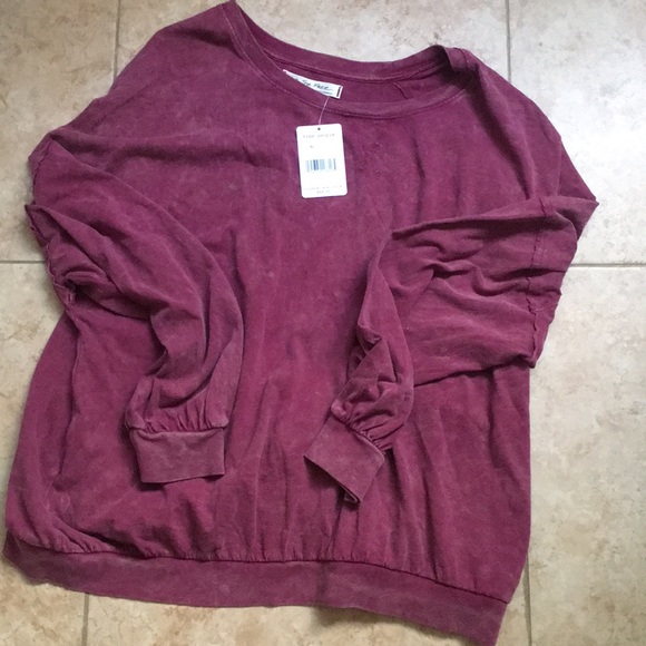 Free people red crew neck oversized sweater new with tag - Picture 2 of 8